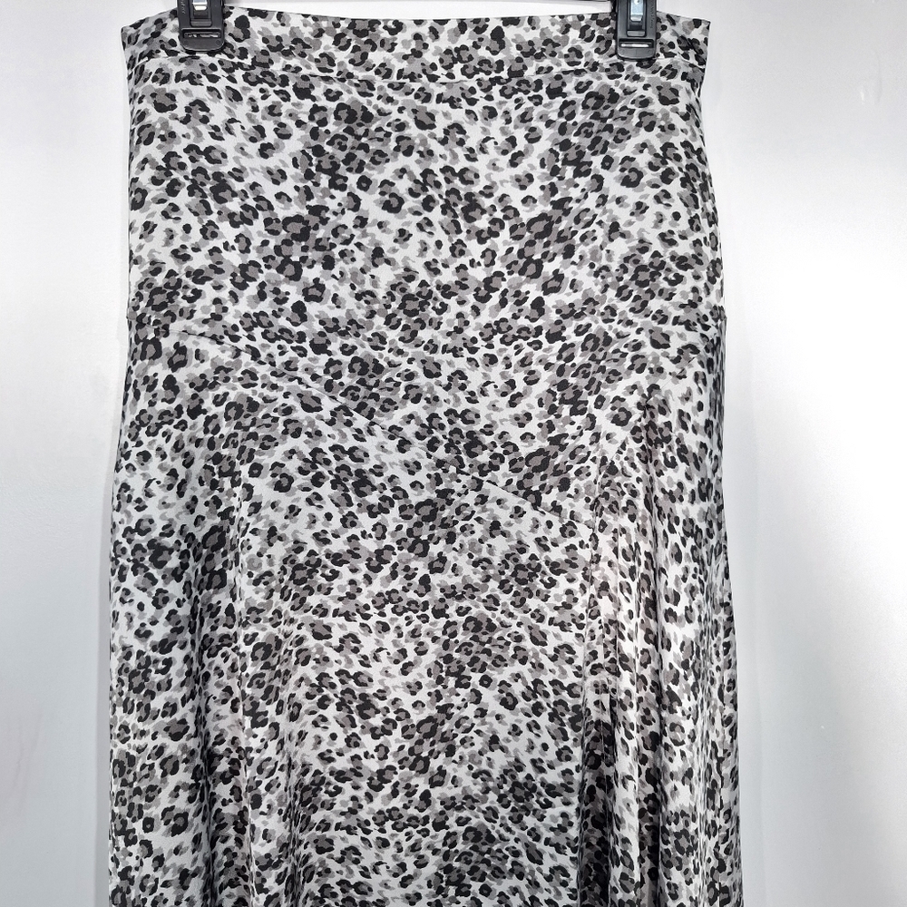 Status by Chenault Women Leopard Animal Print A-Line Slit Midi Skirt L Feminine - Picture 3 of 15